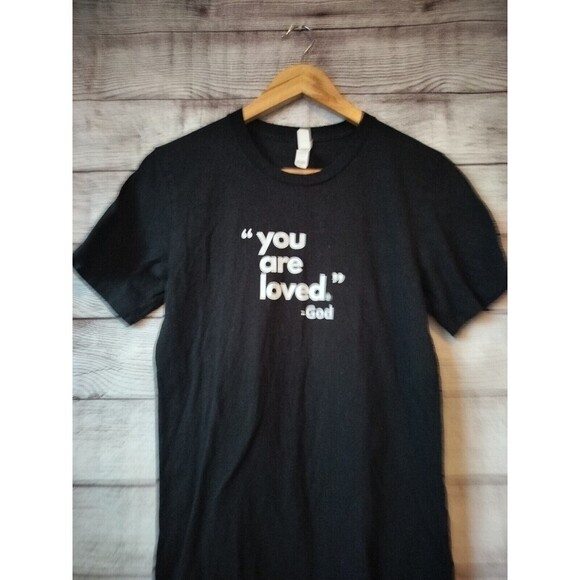 You Are Loved God Small Religious Christian Black T Shirt - Picture 4 of 5